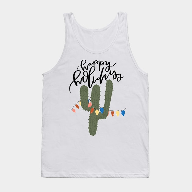 happy holidays funny cactus with christmas lights design Tank Top by andienoelm